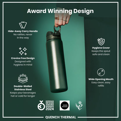 ION8 1L Thermal Water Bottle – Forest Green
