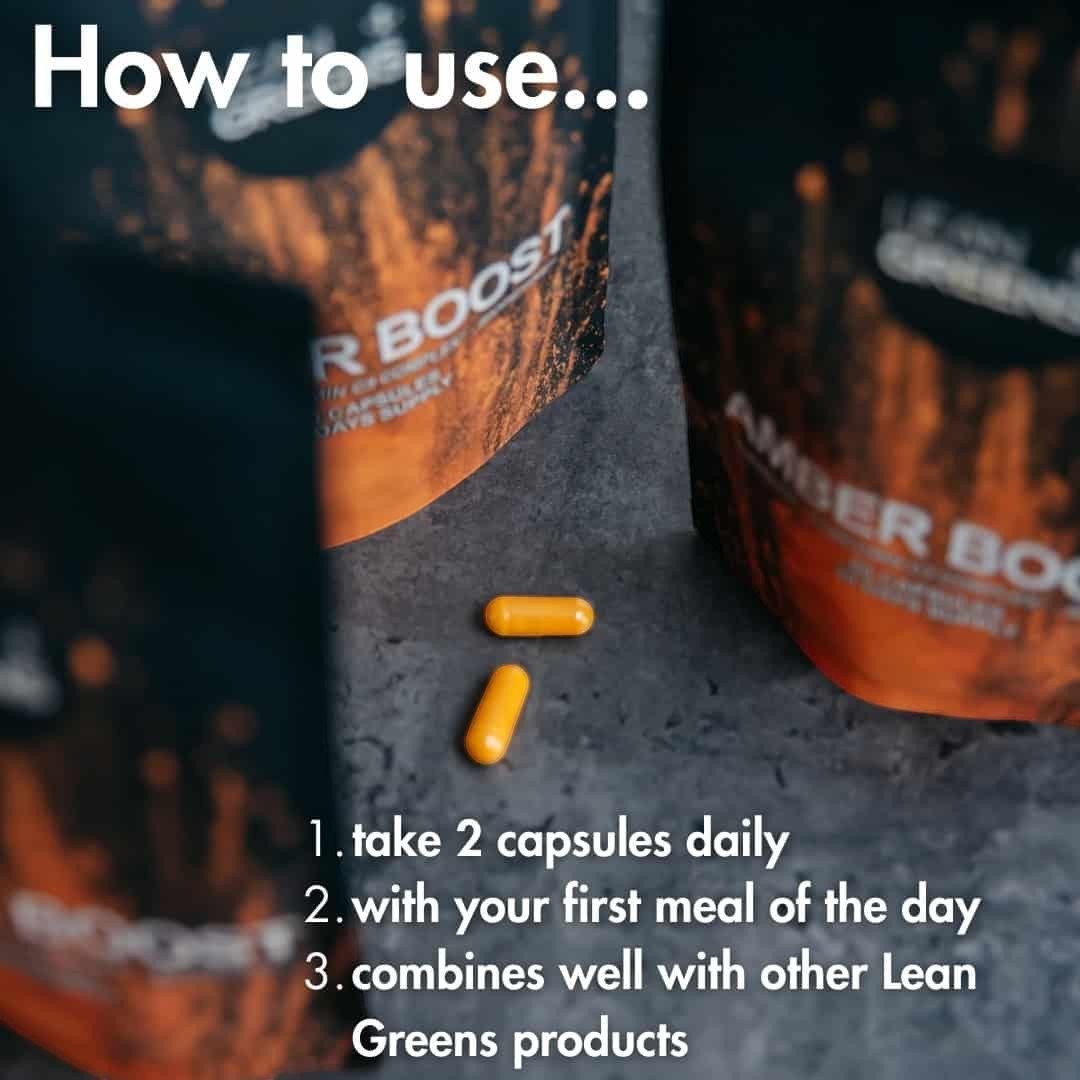 W/end Amber Boost turmeric and curcumin capsules with black pepper and vitamin C for immune support.
