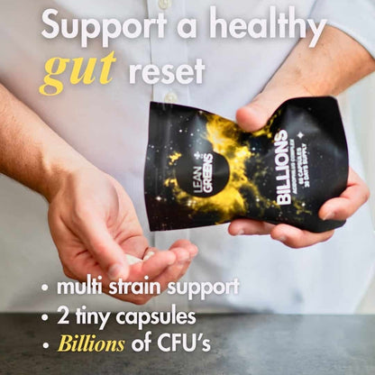 W/end Billions Acidophilus Complex probiotic capsules for gut health. Multi-strain support in tiny capsules.