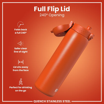 W/end Hot Ember 1L stainless steel thermal water bottle with full flip lid, perfect for on-the-go hydration.